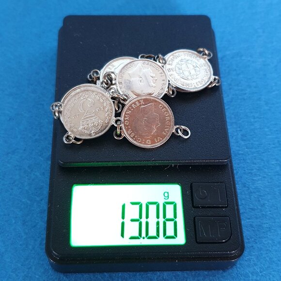 Vintage Historic British George V 1918 & George VI 1938 Silver Coin Bracelet - Picture 12 of 14